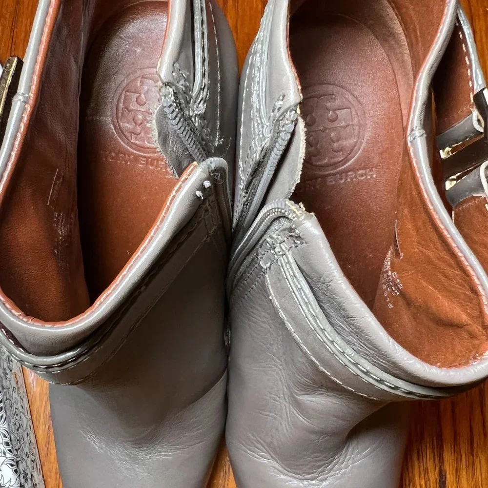 Tory Burch size 8 taupe ankle boot with round toe
